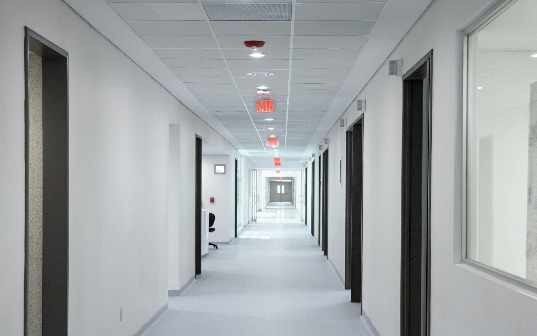 Clean clinical corridor in a private healthcare facility